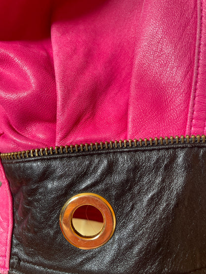 Pinke 80s/90s Lederjacke mit edgy Details