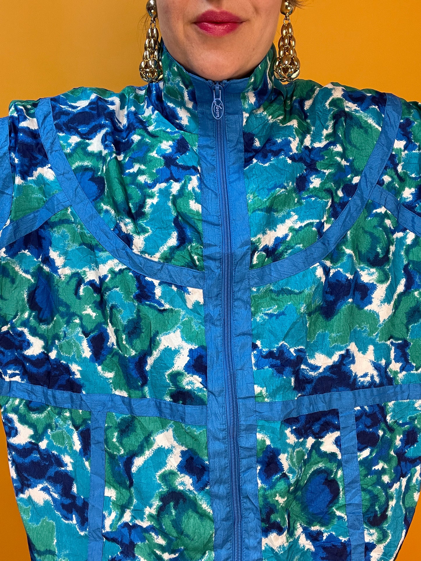 80s Ballonseidenjacke mit wildem Print