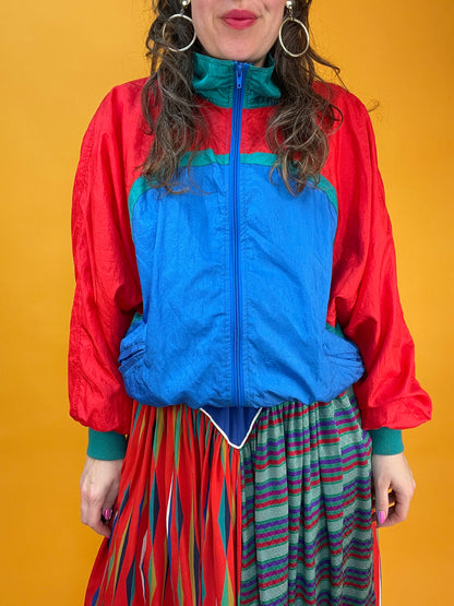 Knallige 80s/90s Trainingsjacke aus Ballonseide