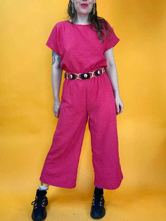 Lässiger pinker Jumpsuit mit weitem Bein