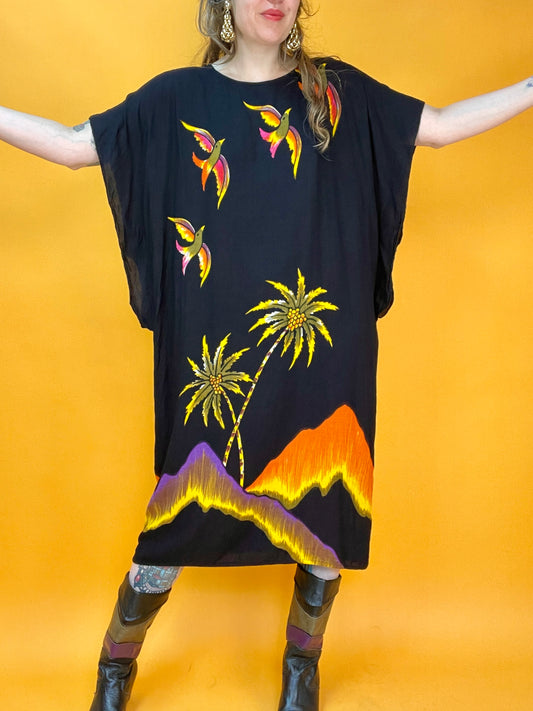 Herrlich dünnes Kaftankleid mit funky Beachvibeprint