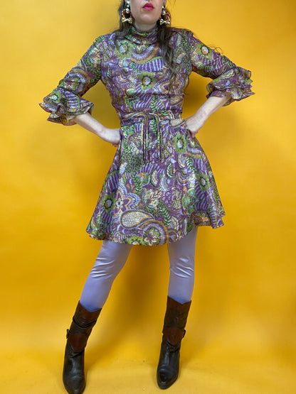 Entzückendes 60s Lurexkleid mit Rüschenärmeln