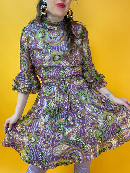Entzückendes 60s Lurexkleid mit Rüschenärmeln