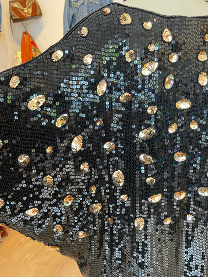 True Vintage Paillettenkleid aus Seide mit XXL Leopardenkopf