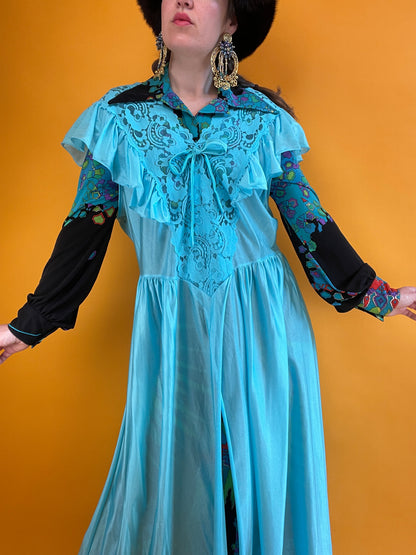 80s Nightgown mit opulentem Spitzenbesatz