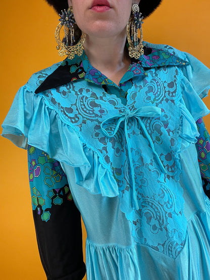 80s Nightgown mit opulentem Spitzenbesatz