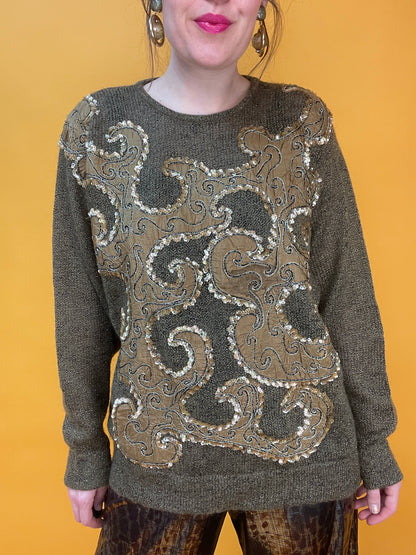Kuschelweicher Kid-Mohair Pullover mit Paillettenbestickung