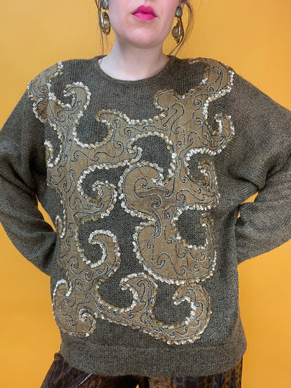 Kuschelweicher Kid-Mohair Pullover mit Paillettenbestickung