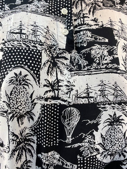 Luftiges cropped Sommershirt mit monochromen „Wimmelprint“