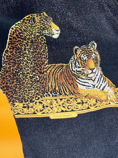 Famoses 80s/90s Shirt mit glitzerndem Wildkatzenprint