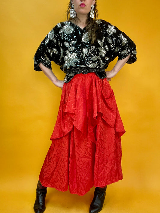 Opulent besetztes 80s Paillettenshirt