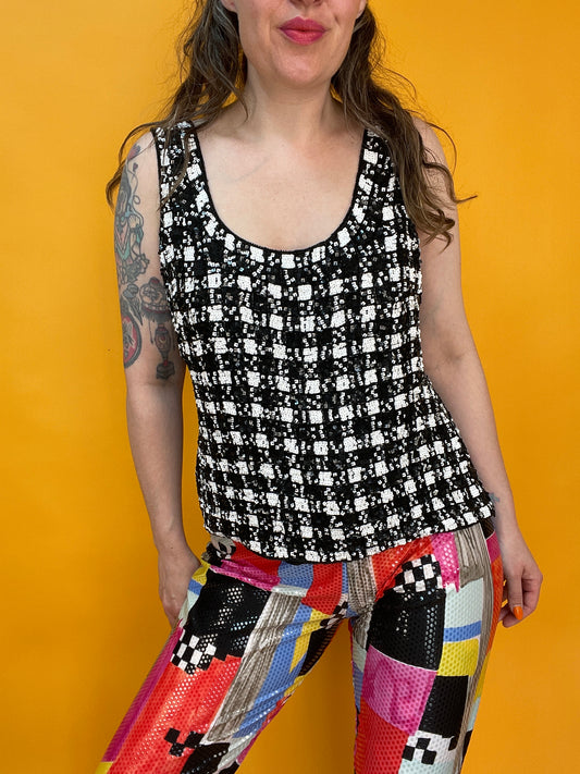 Monochromes Pailettenshirt von Frank Usher