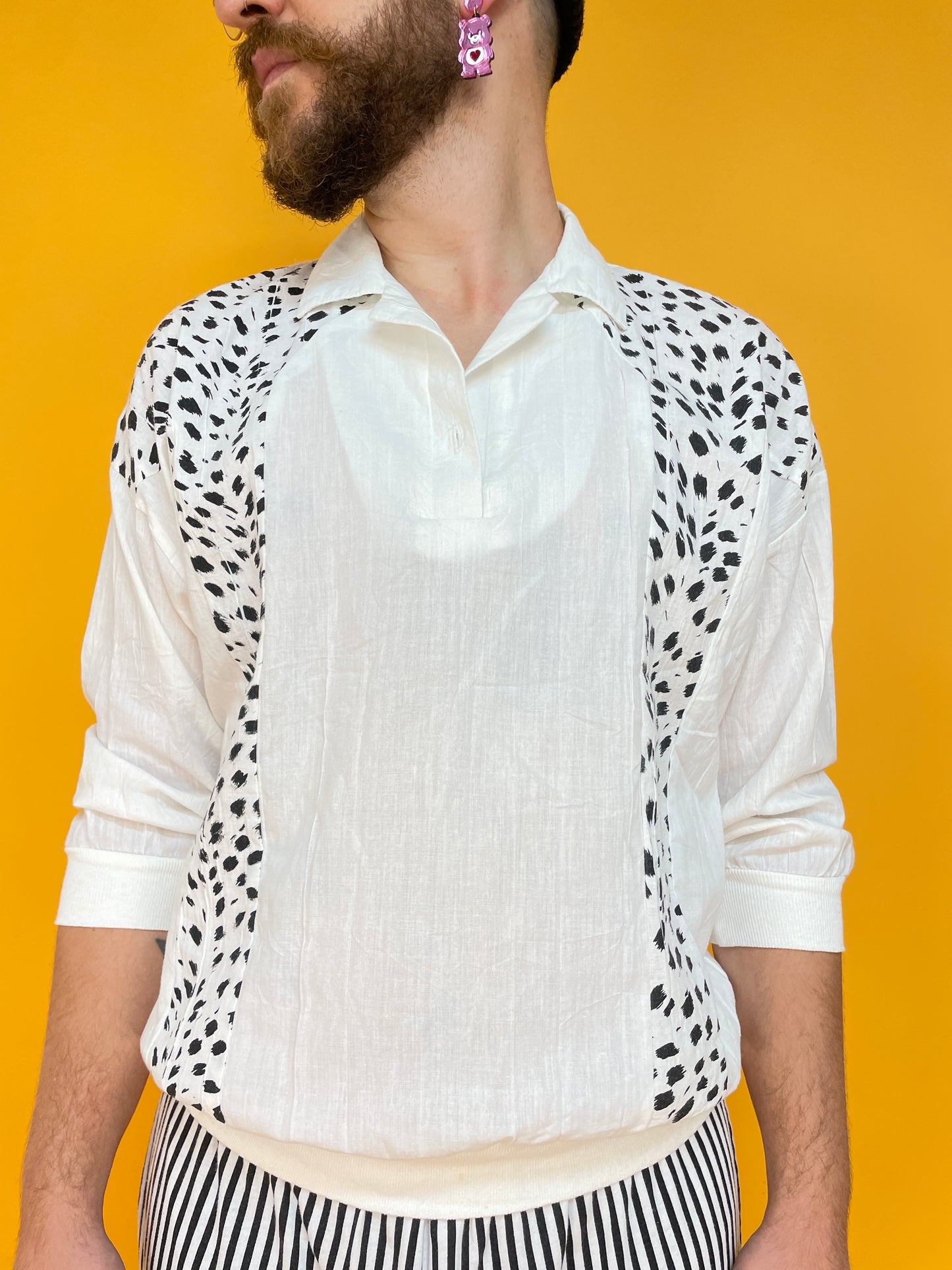 80s Poloshirt mit Leoprint