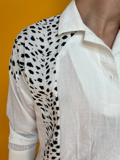 80s Poloshirt mit Leoprint