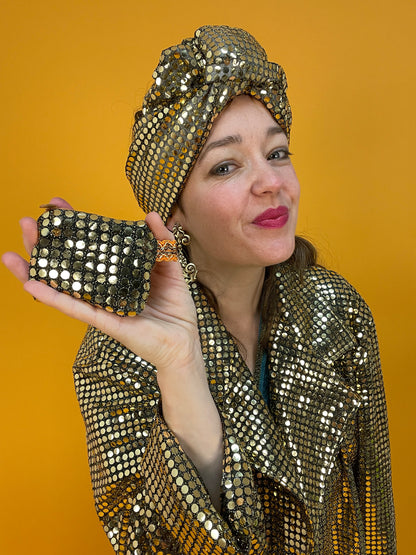 Dreiteiliges Vintage-Turban-Set "Golden Glam"