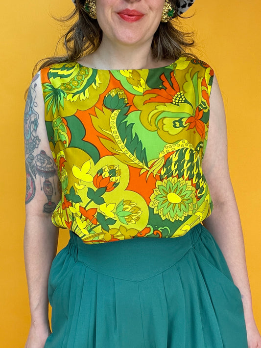 Fancy 60er/70er Power-Print Top