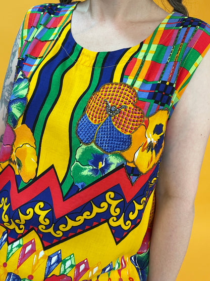 Ultrafunky Sommertop mit wildem Print und Perlenbestickung