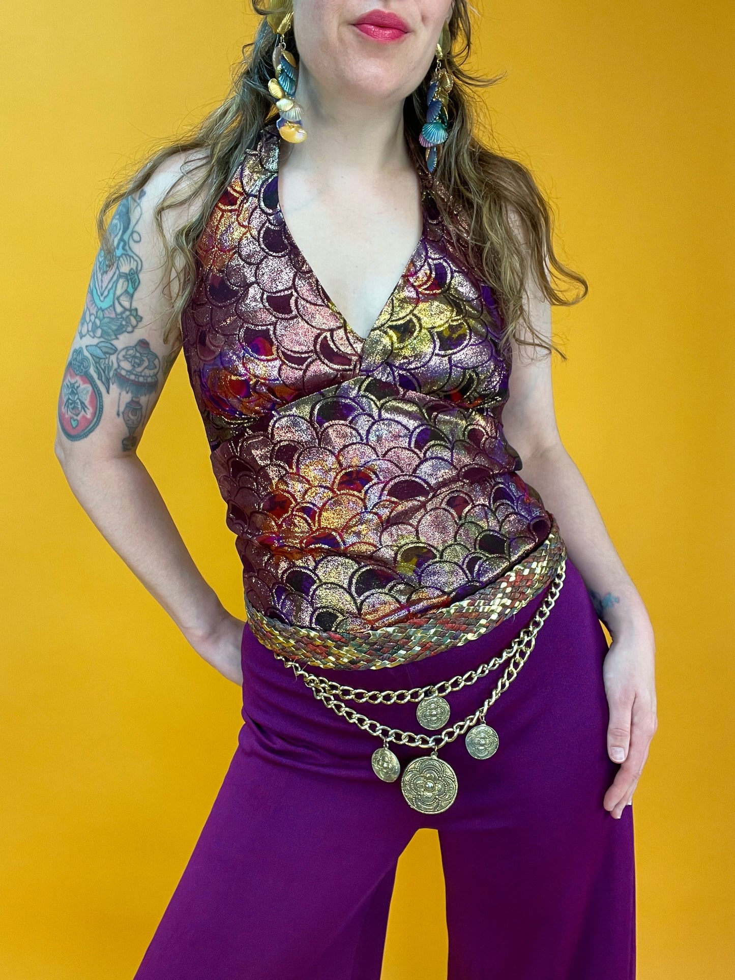 Handmade Metallic Mermaid Neckholder Top