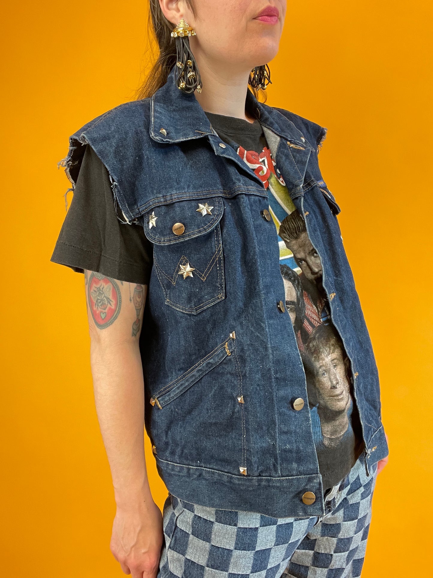 Rockige Denimweste von Wrangler mit Sternen-Nieten