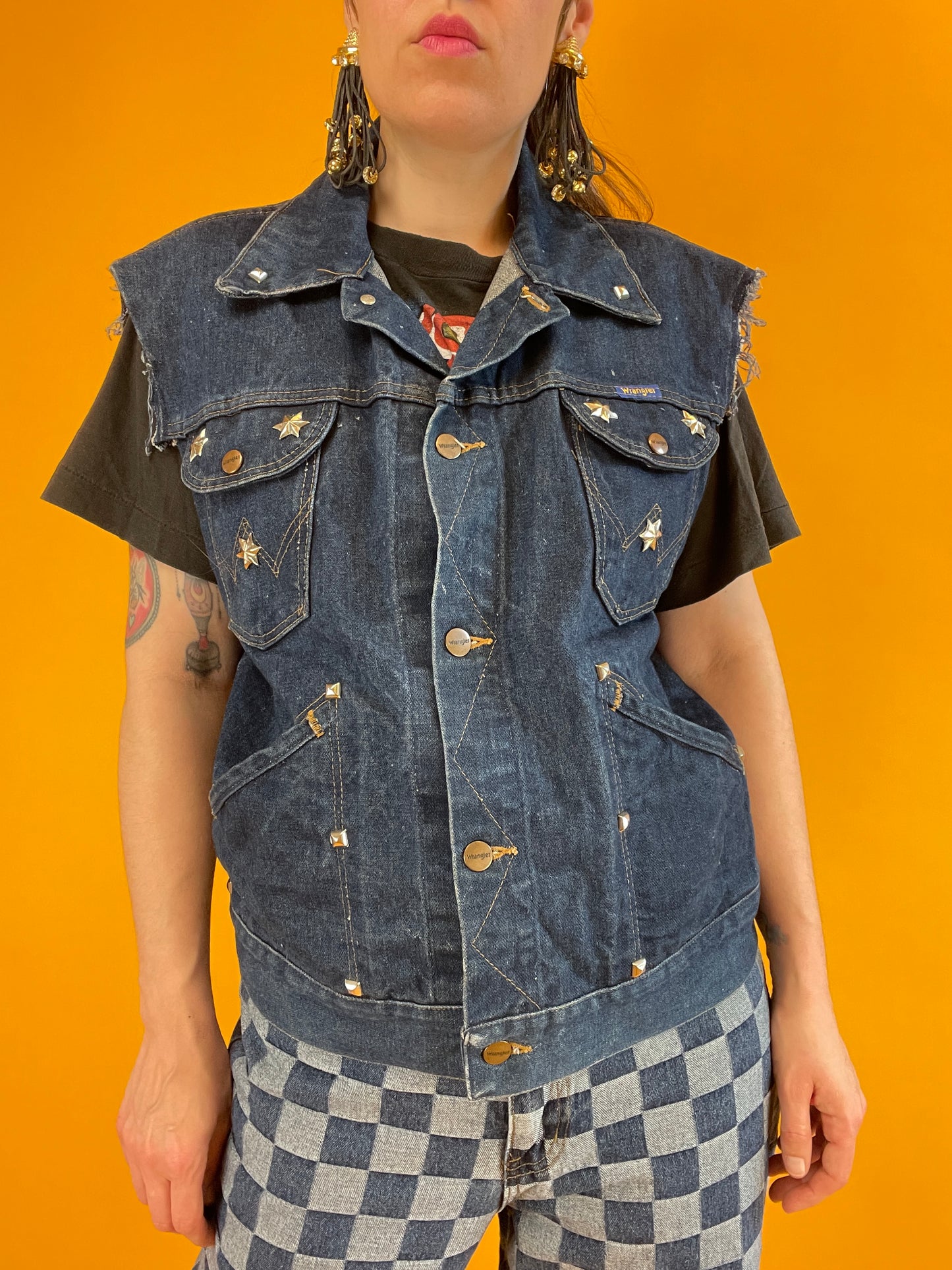 Rockige Denimweste von Wrangler mit Sternen-Nieten