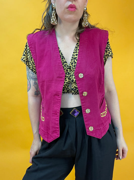Fesche Denimweste in knalligem Pink