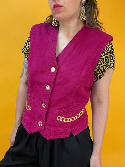 Fesche Denimweste in knalligem Pink